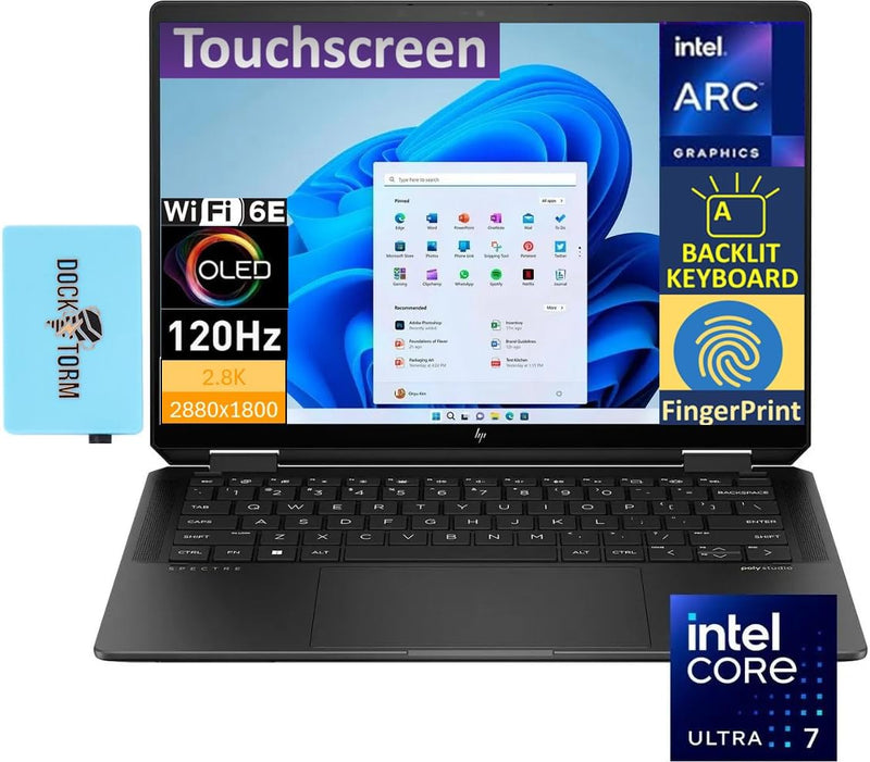 HP Spectre x360 Ultra 7 OLED Touch 2-in-1, 32GB, 2TB SSD + USB Hub — main product image