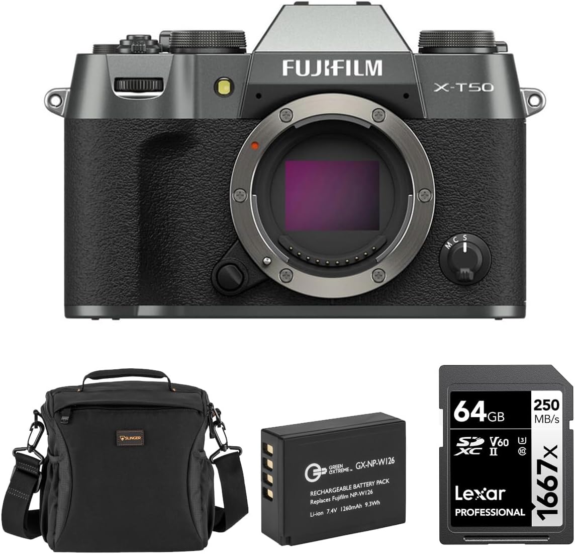 Fujifilm X-T50 X-T50 Mirrorless Digital Camera - Charcoal Silver with Bundle
