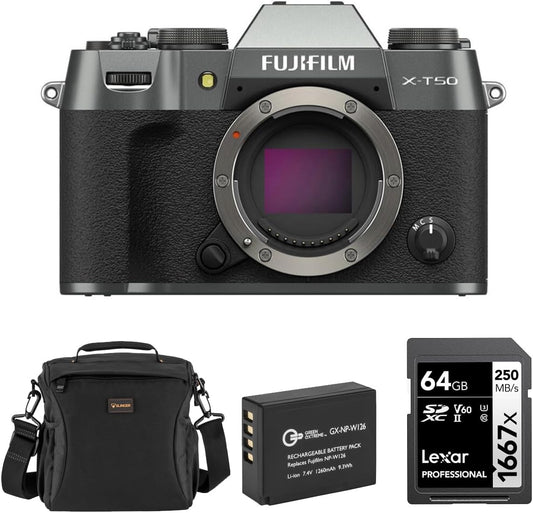 Fujifilm X-T50 X-T50 Mirrorless Digital Camera - Charcoal Silver with Bundle