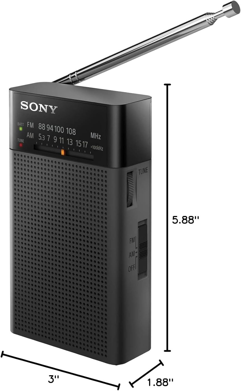 Sony ICFP27 Portable AM/FM Radio with Speaker