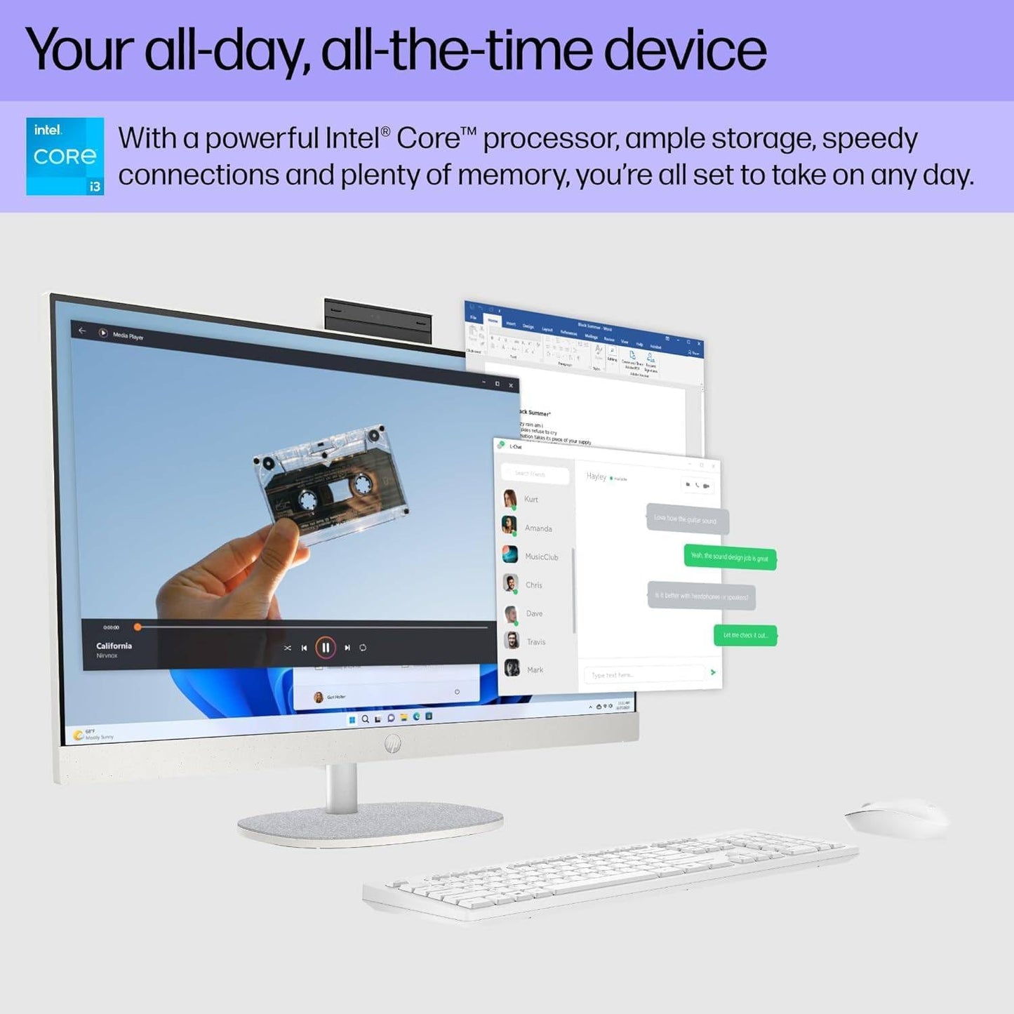 HP Cr 27" All-in-One PC - Intel i3, 8GB RAM, 256GB SSD
