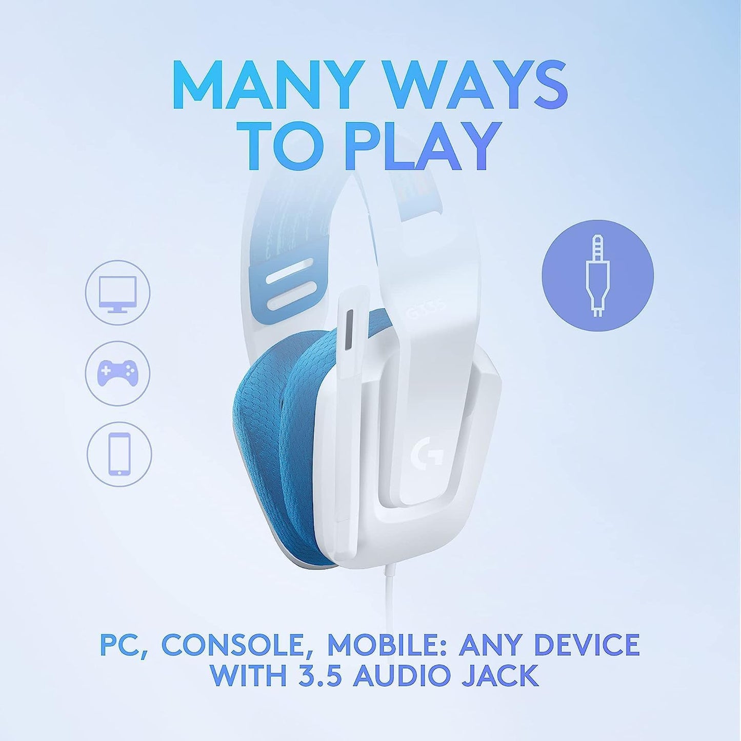 Logitech G535 Lightspeed Wireless Gaming Headset - White Renewed