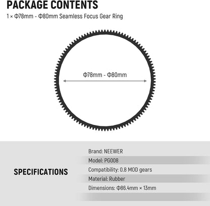 Neewer PG008 Lens Follow Focus Gear Ring 78-80mm