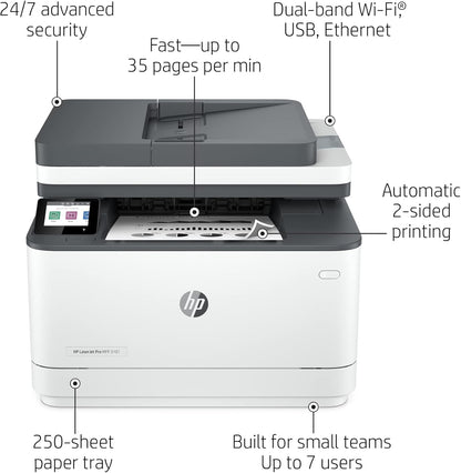 HP LaserJet Pro MFP 3101fdw Wireless Printer B&W Renewed