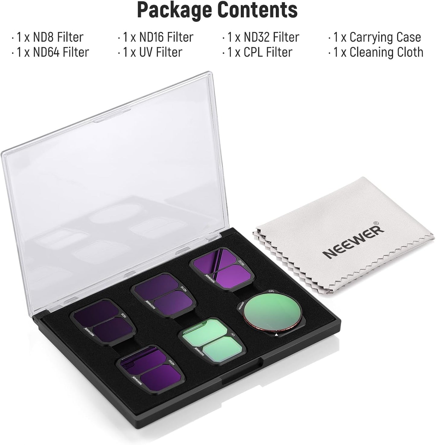 Neewer FL-A25: ND CPL UV Filter Set for DJI Air 3 (6 Pack)
