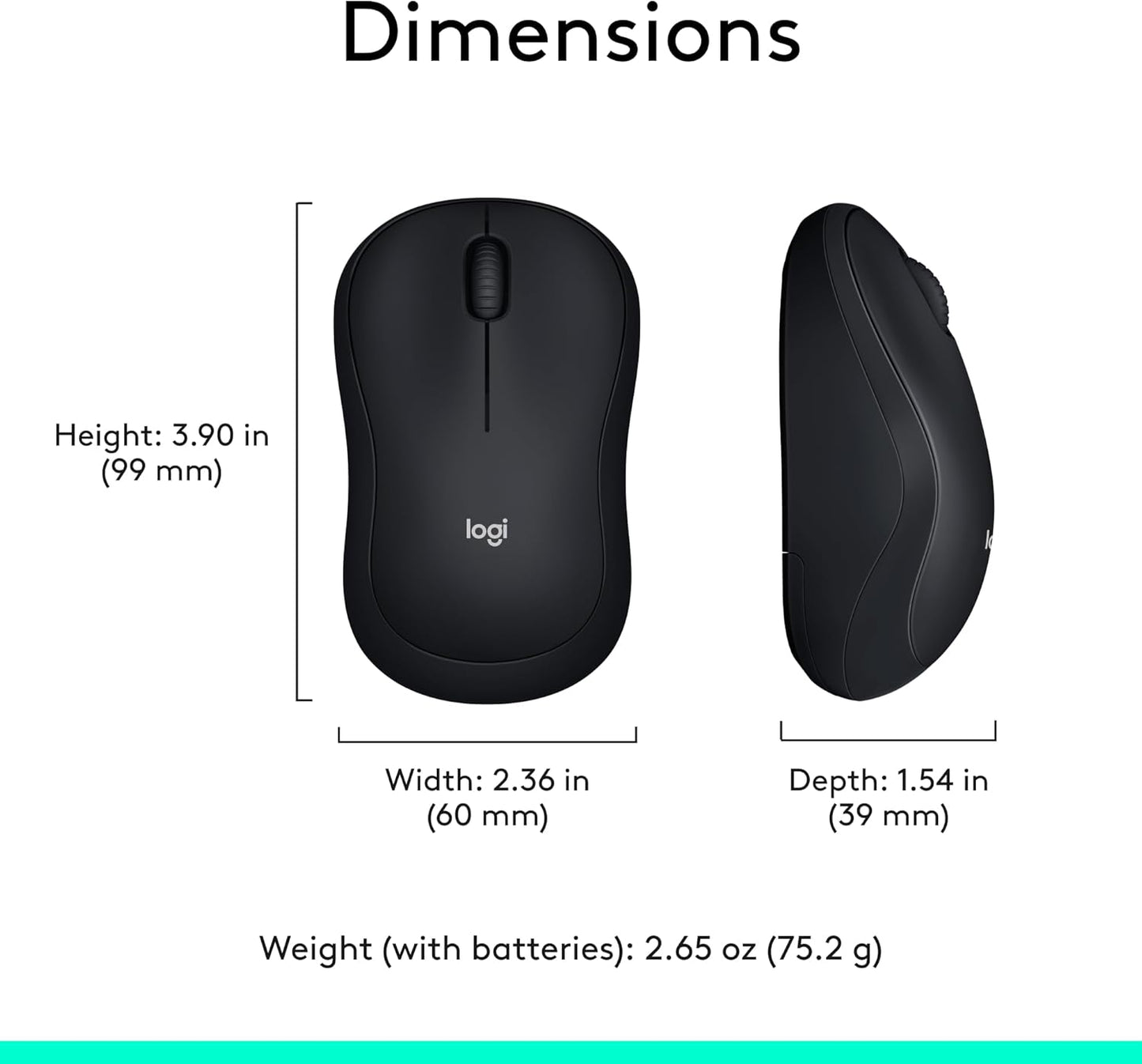 Logitech M185 Wireless Mouse Black Ambidextrous USB