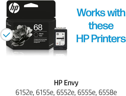 HP 7FP21TN 68 Black Ink Cartridge: Envy Series, Instant Ink Eligible