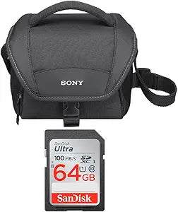 Sony LCS-U11 Carrying Case + SanDisk 64GB SD Card — main product image