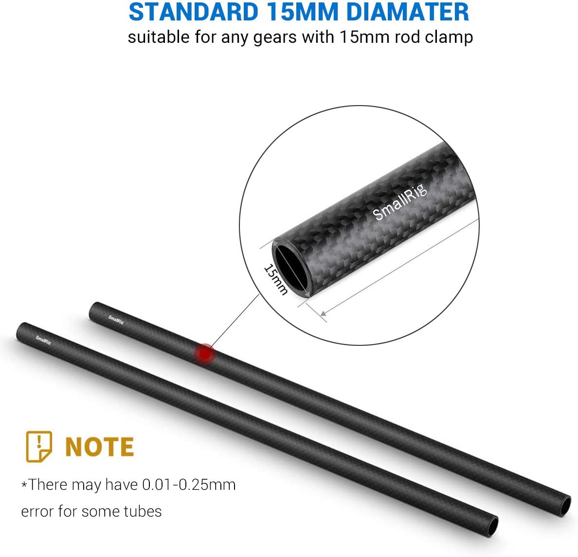 SmallRig 851 15mm Carbon Fiber Rods 12 Inch