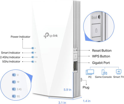TP-Link RE600X AX1800 WiFi 6 Extender - Internet Booster - OneMesh