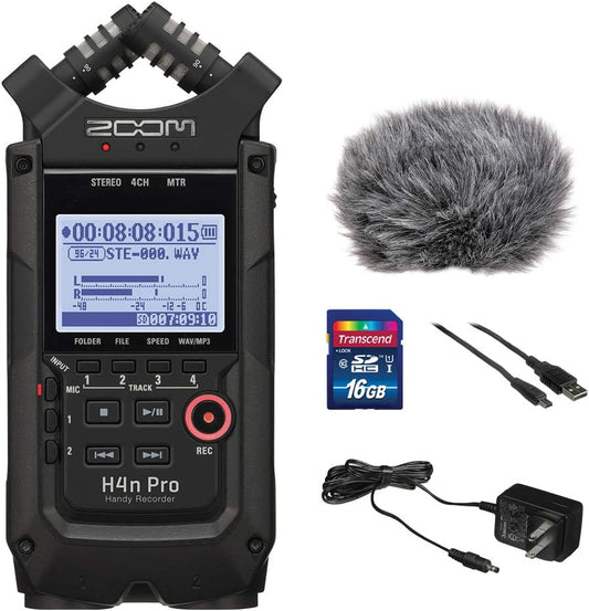 Zoom ZH4NPRO All Black 4-Track Recorder Bundle