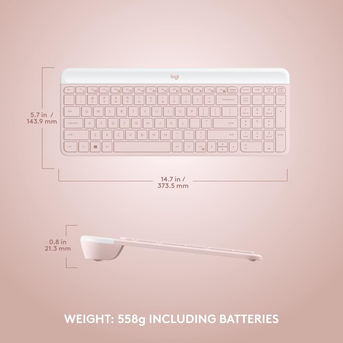 Logitech 920-011311 MK470 Slim Wireless Keyboard and Mouse Combo - Rose
