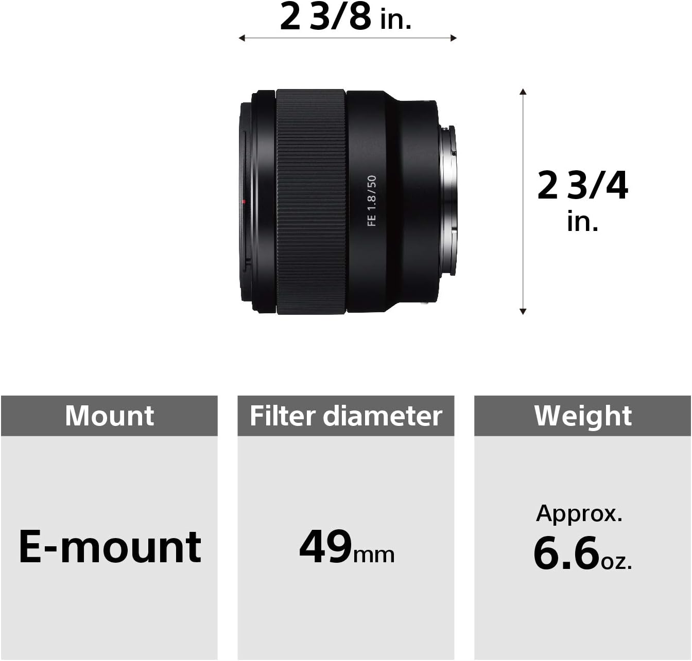 Sony SEL50F18F/2 FE 50mm F1.8 Standard Lens