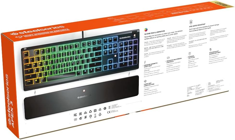 SteelSeries 64795 Apex 3 Water Resistant Gaming Keyboard