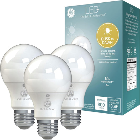 GE 10043168503492 Dusk to Dawn LED A19 Bulb 3-Pack