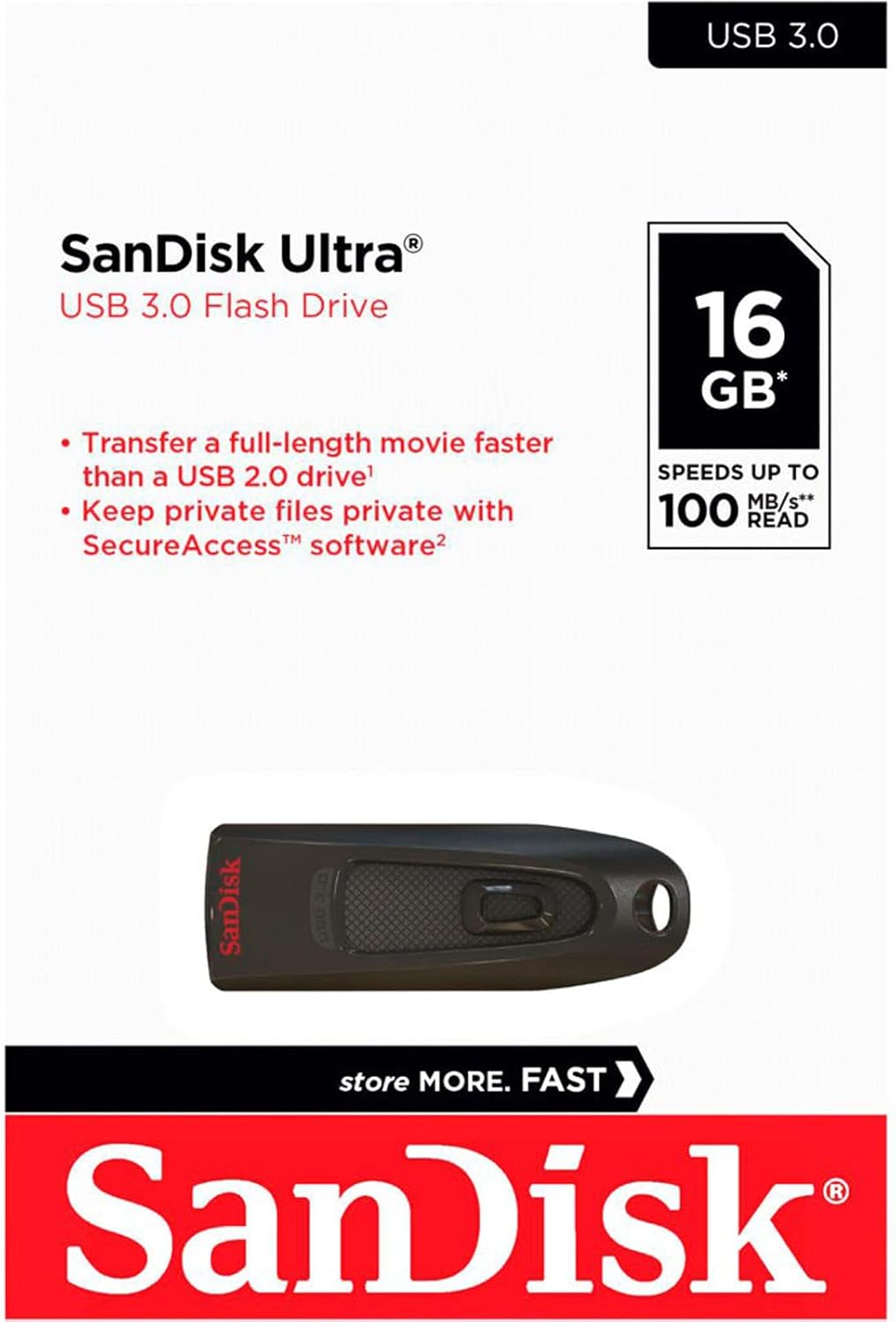 SanDisk SDCZ48-016G-U46 Cruzer Ultra 16GB USB 3.0 Flash Drive 5-Pack