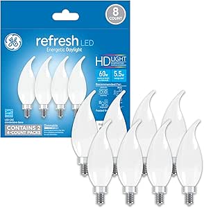 GE 93129922 Refresh LED 60W Daylight Decorative Bulb 8-Pack