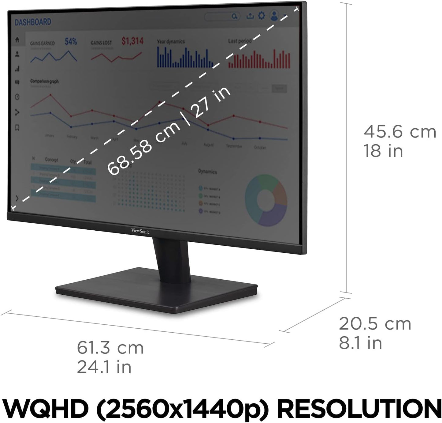 ViewSonic VA2715-2K-MHD 27 Inch 1440p QHD Monitor