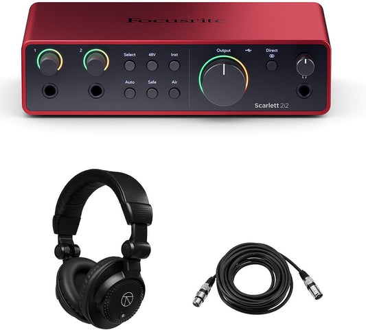 Focusrite 2i2 4th Gen Scarlett USB Audio Interface Bundle