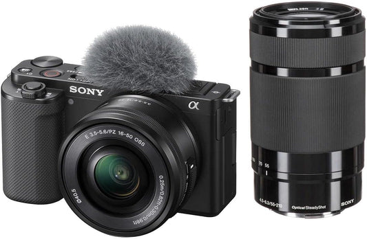 Sony ZV-E10 Mirrorless Vlogging Camera with 16-50mm & 55-210mm Lens Bundle