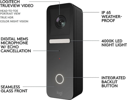 Logitech Circle View HomeKit Wired Video Doorbell