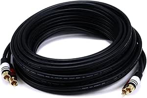 Monoprice 102866 Premium 2 RCA Plug Cable 25ft 2-Pack