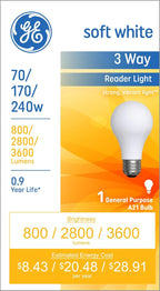 GE 15846 240W Soft White 3-Way Incandescent Bulb