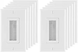 GE 57376 Brush Wall Plate 12-Pack - Cable Management
