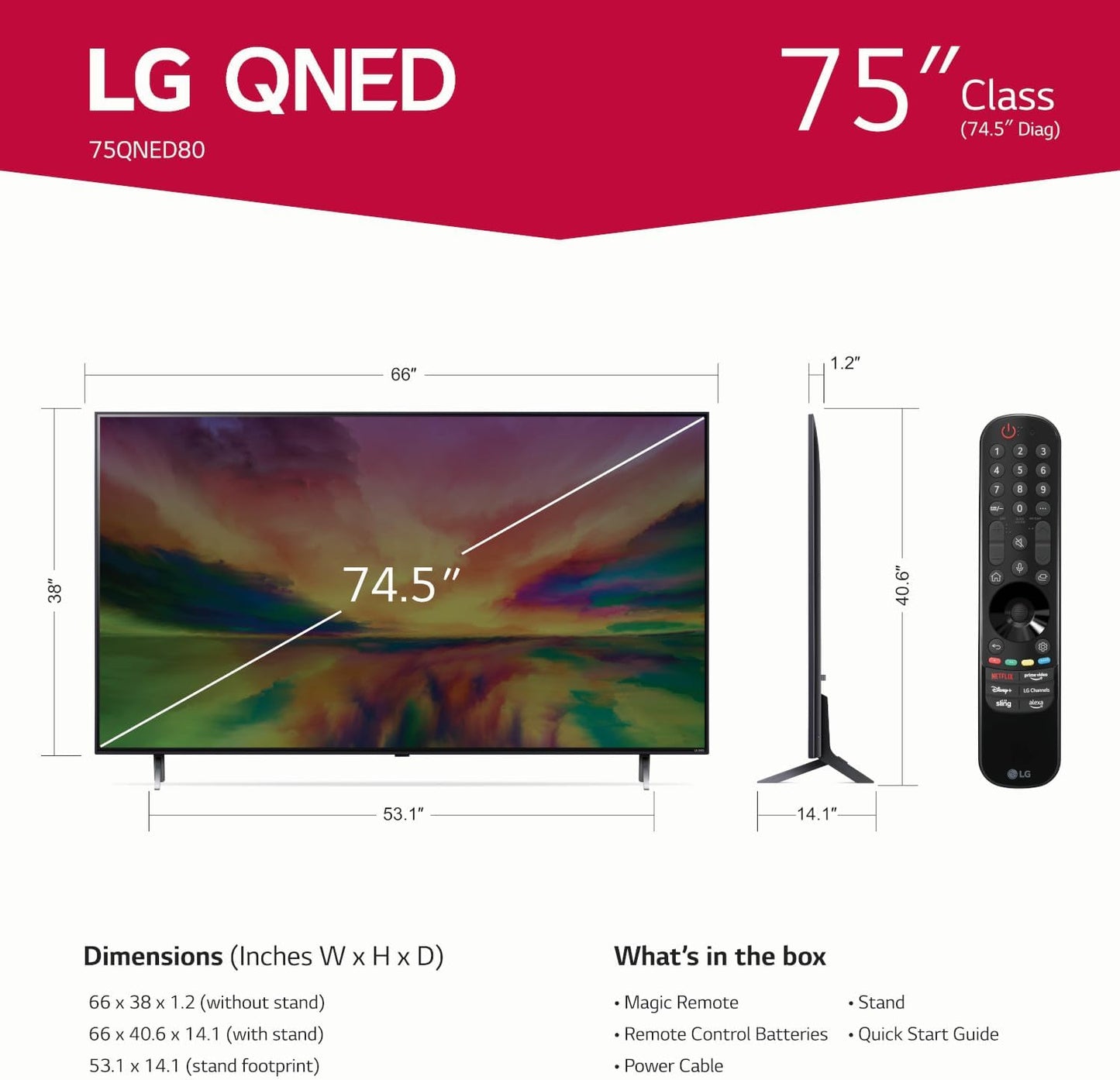 LG 75QNED80URA 75-Inch QNED80 4K UHD Smart TV