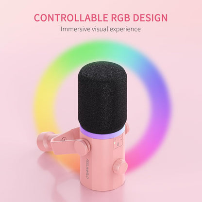 FEELWORLD PM1 Dynamic XLR USB Podcast Microphone Pink