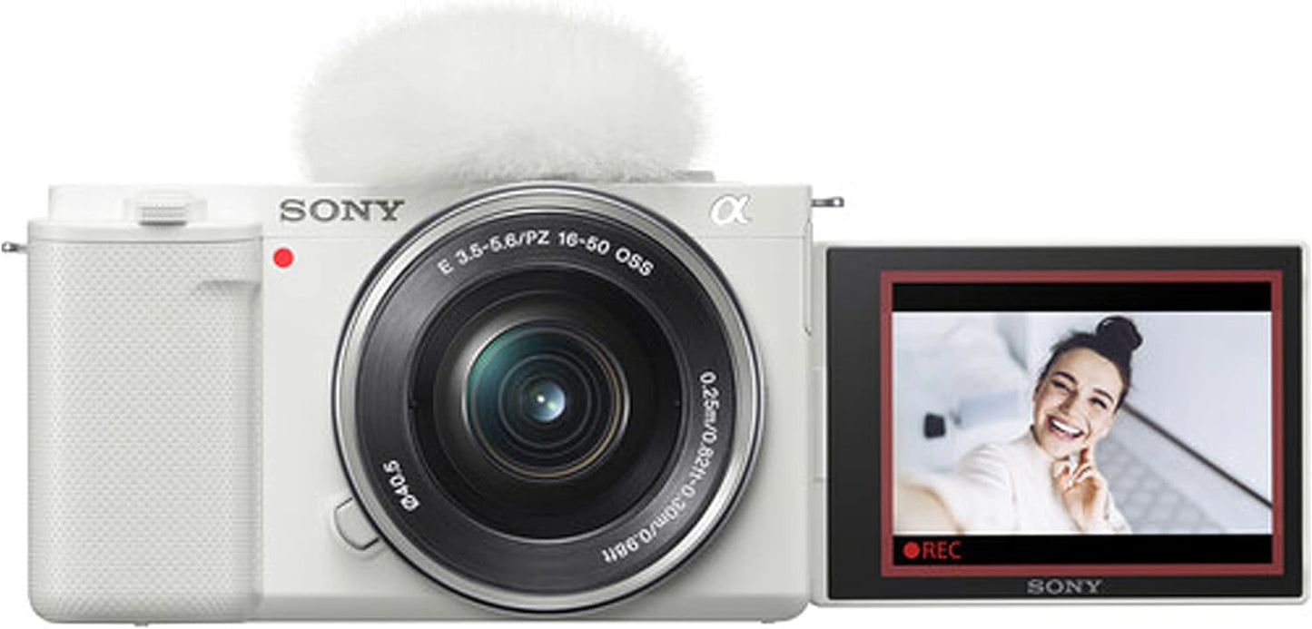 Sony ZV-E10 (White) Mirrorless Vlogging Camera - 16-50mm Lens Bundle