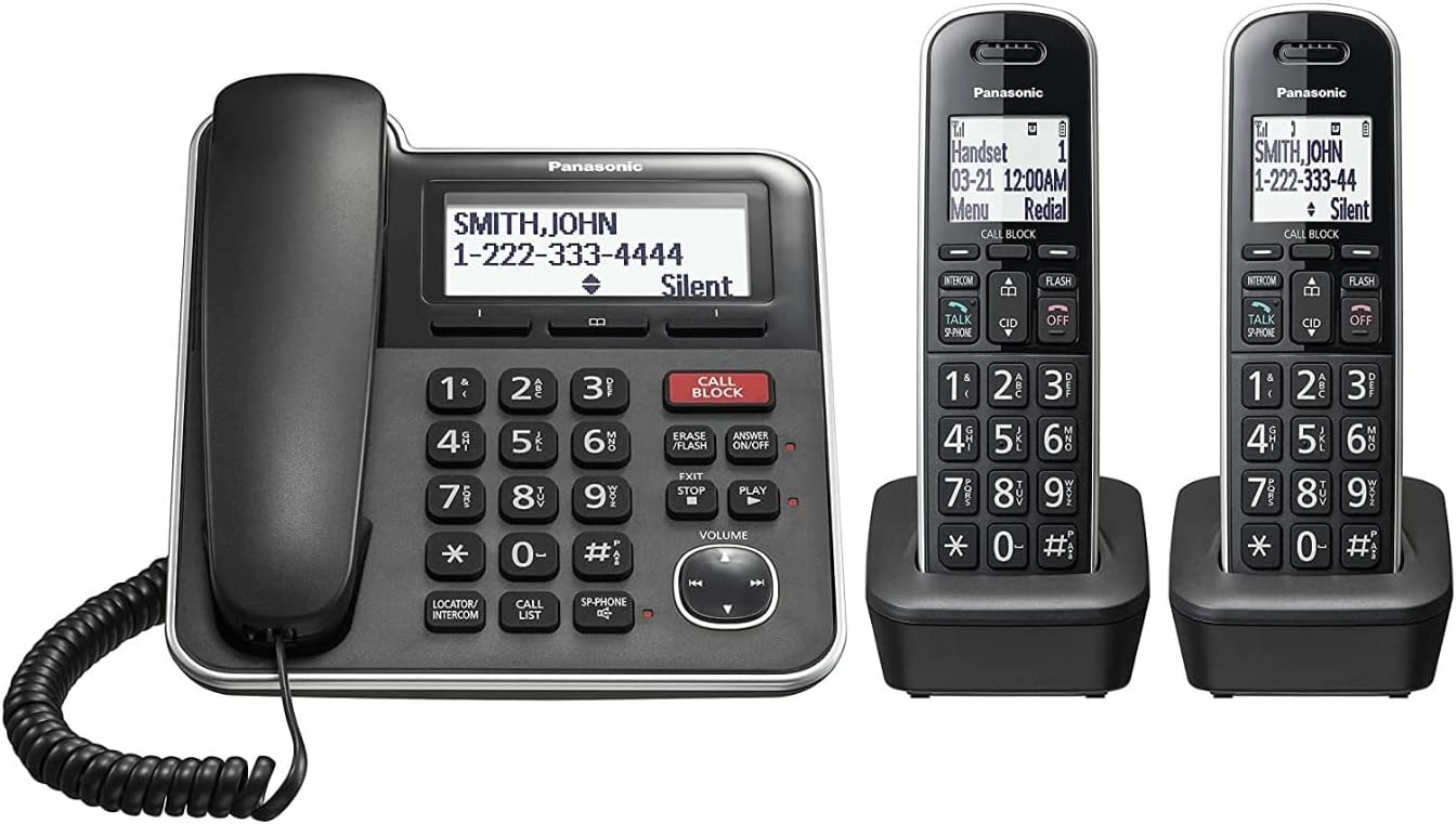 Panasonic KX-TGB852B Corded/Cordless Phone System with Answering Machine