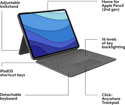 Logitech Combo Touch iPad Pro 12.9" Keyboard Case (Renewed)