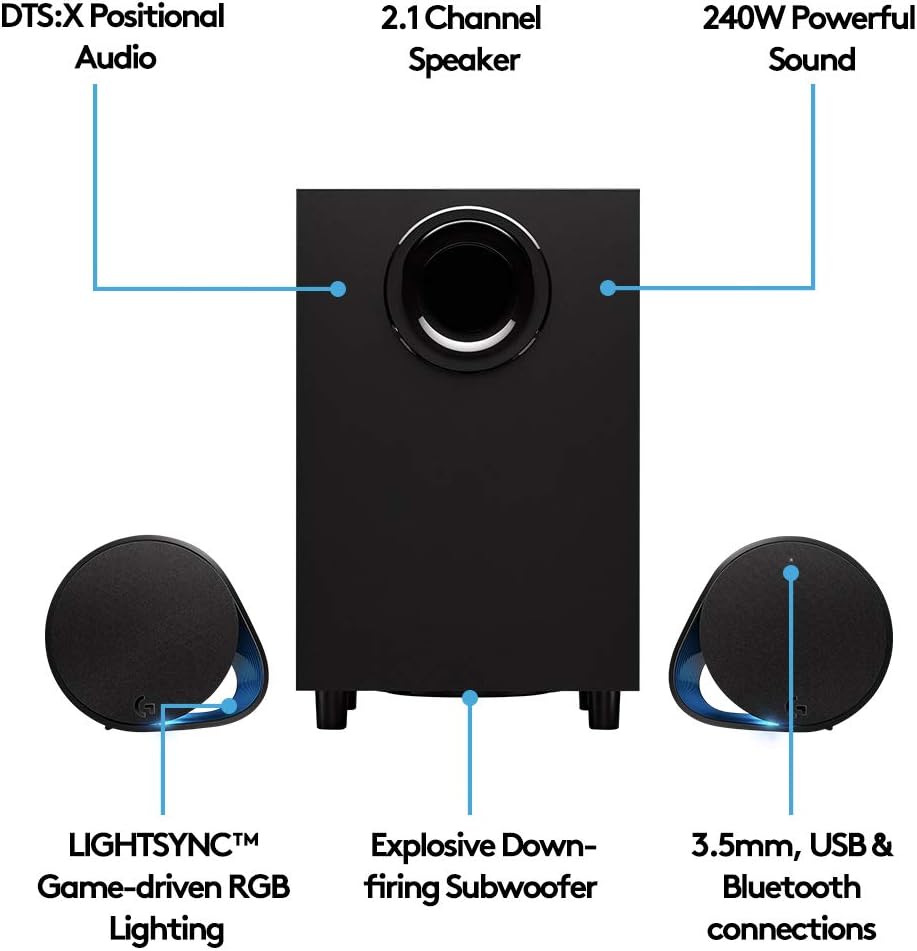Logitech 980-001300 G560 Gaming Speakers: DTS:X, LIGHTSYNC RGB