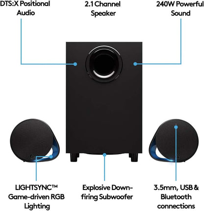 Logitech 980-001300 G560 Gaming Speakers: DTS:X, LIGHTSYNC RGB