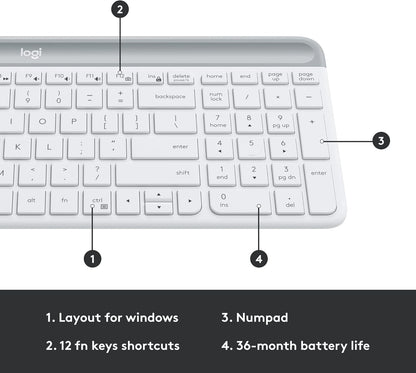 Logitech MK470 Slim Wireless Keyboard and Mouse Combo Off-White