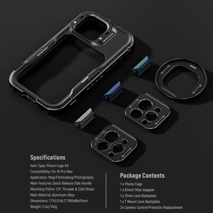 Neewer PA074 iPhone 16 Pro Max Cage Stabilizer Rig