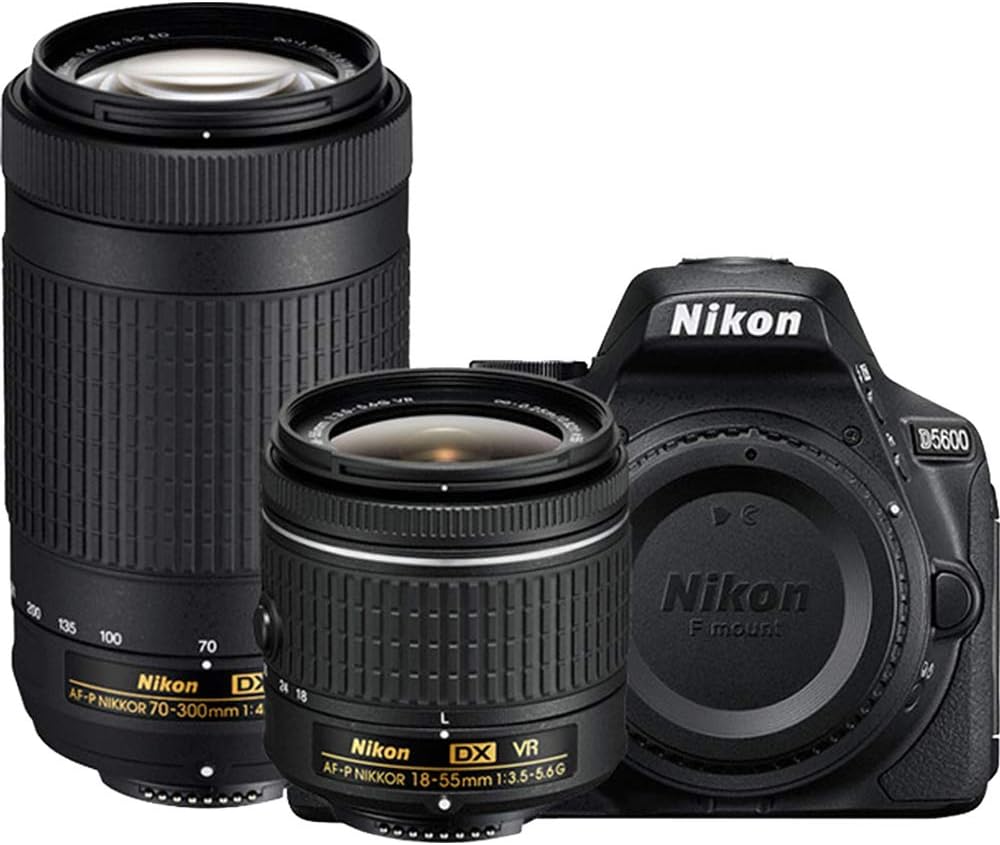 Nikon D5600 DSLR Camera 18-55mm & 70-300mm Lens (Renewed)