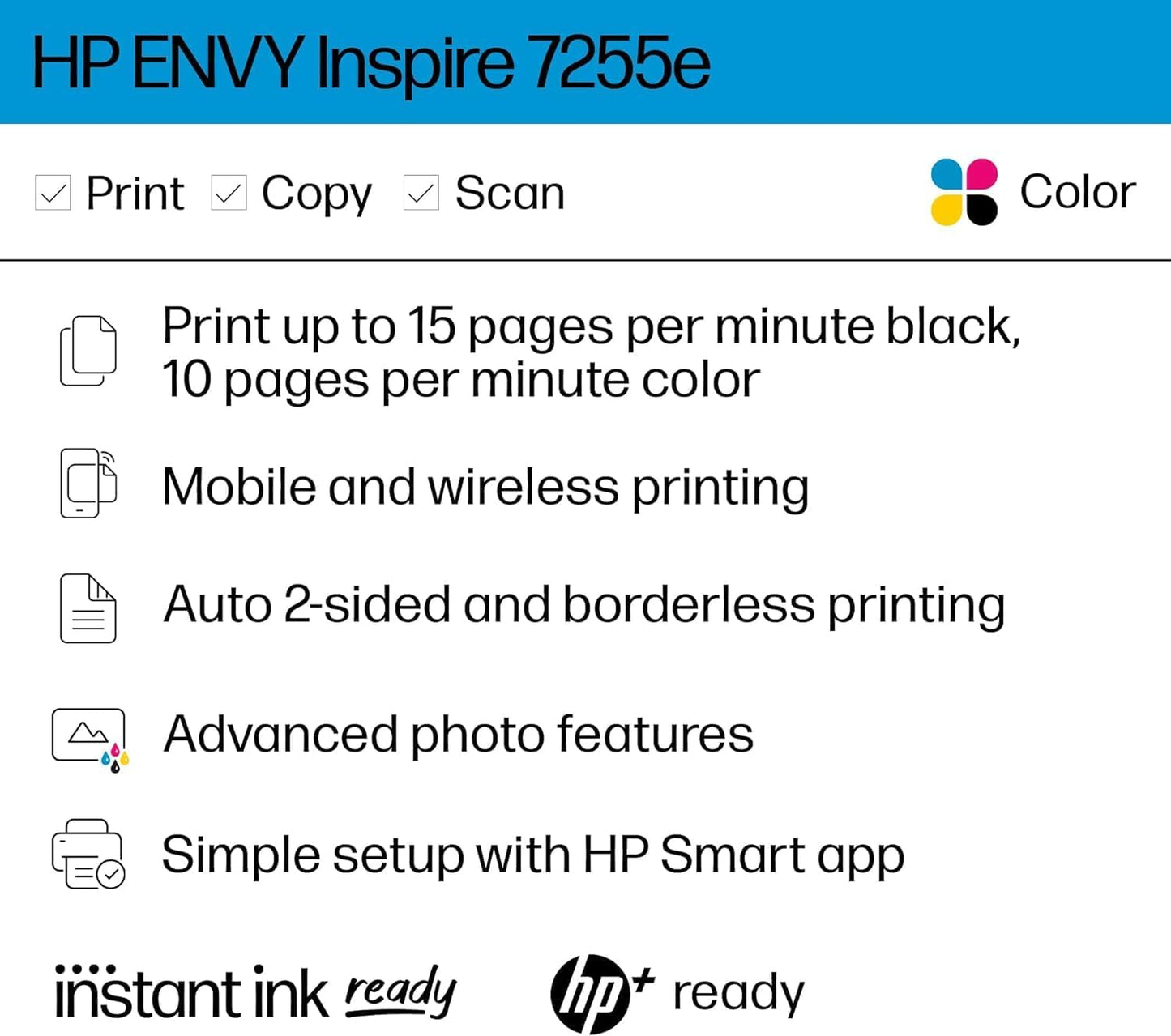 HP 7255e Envy Inspire Renewed Wireless Inkjet Printer