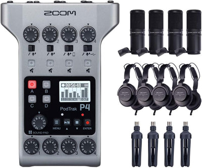 Zoom ZMP4K9 PodTrak P4 Podcast Recorder Bundle