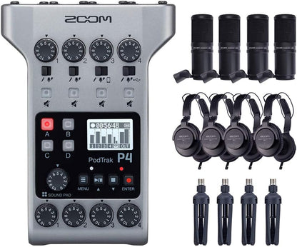 Zoom ZMP4K9 PodTrak P4 Podcast Recorder Bundle