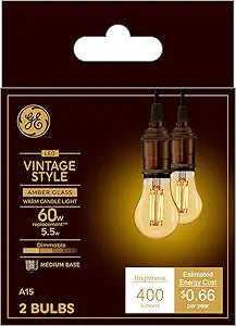 GE 36564 VintaStyle LED Light Bulbs - 60W Equivalent, Dimmable (2 Pack)