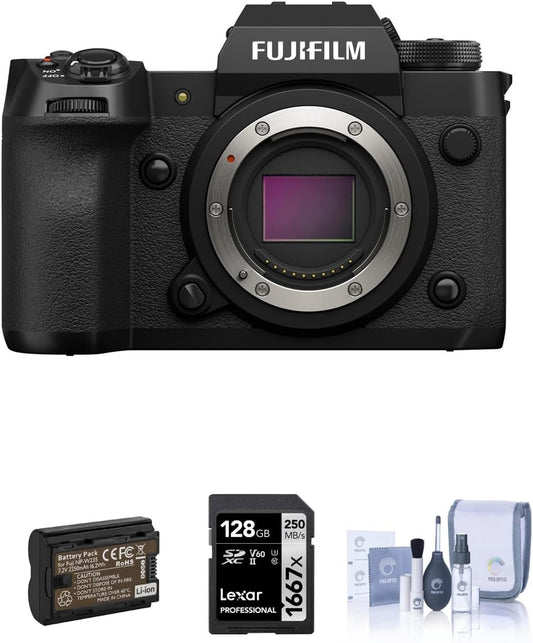 Fujifilm X-H2 40MP Mirrorless Camera Bundle, 128GB SD Card