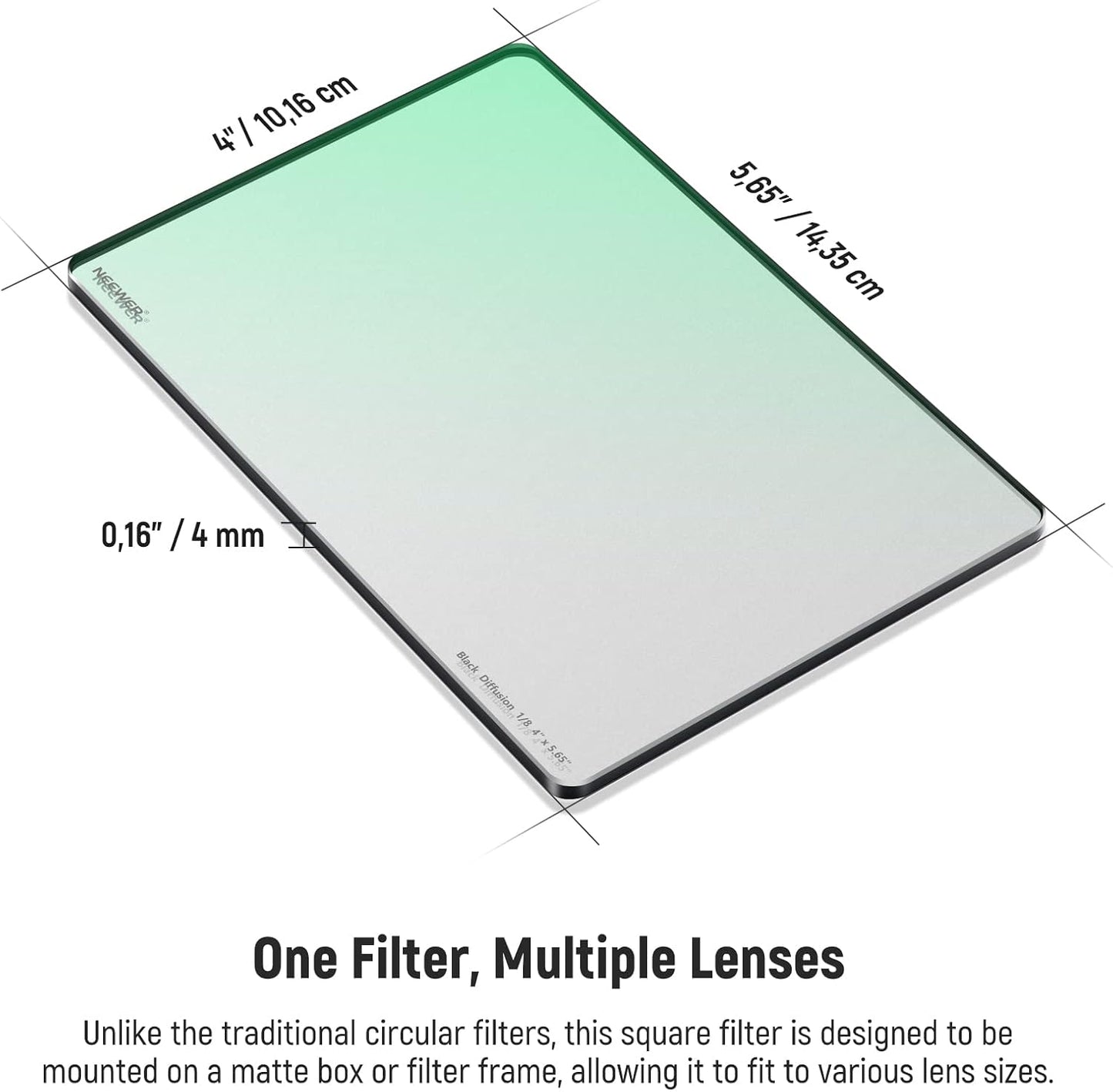 Neewer 10102361 4"x5.65" Black Diffusion Mist Filter