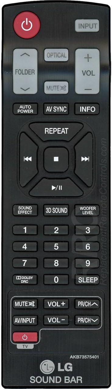 LG LYSB00C3HSMGC-ELECTRNCS Sound Bar Remote AKB73575401