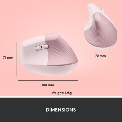 Logitech 910-006472 Lift Ergonomic Vertical Wireless Mouse - Rose