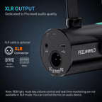 FEELWORLD PM1 XLR USB Dynamic Podcast Microphone with Boom Arm