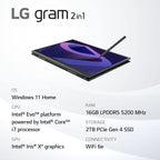 LG 16T90Q-K.ADB8U1 Gram 2-in-1 Tablet Laptop i7 16GB 2TB SSD