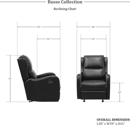 Lexicon 194840244745 Black Glider Recliner Chair