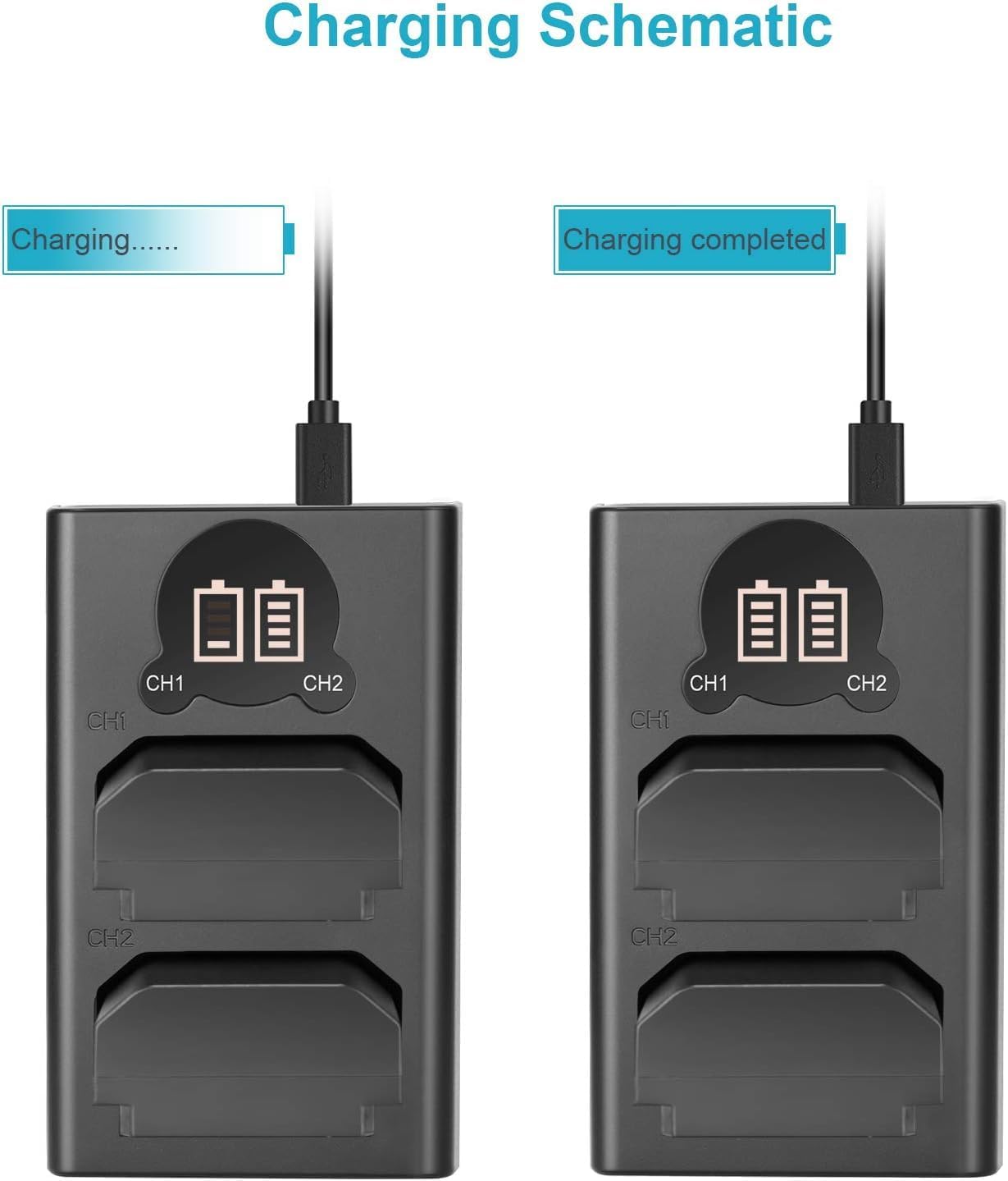 NEEWER NP-FZ100 2-Pack Battery Charger LCD for Sony Cameras